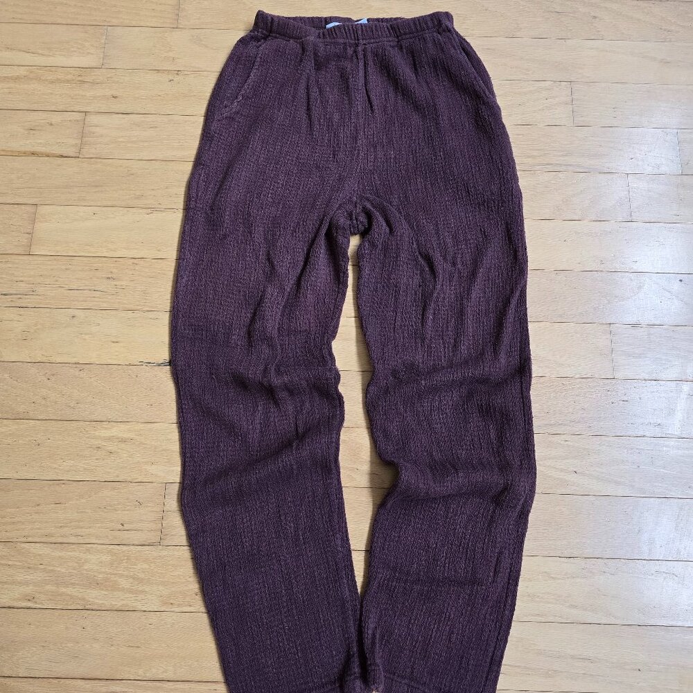 Whimsygoth Monochrome Burgundy Boho Parachute Pants | Wms M
